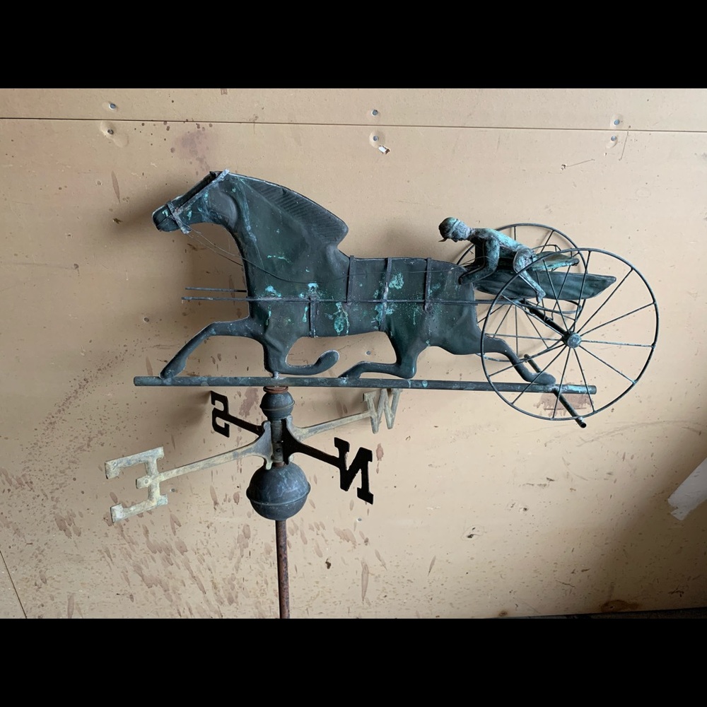 Authentic copper Sulky Rider Weather Vane - Picture 2 of 14